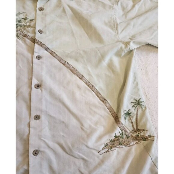 Bamboo Cay Men's Casual Hawaiian Palm Tree Embroidered Button Down Shirt Medium - Picture 3 of 7